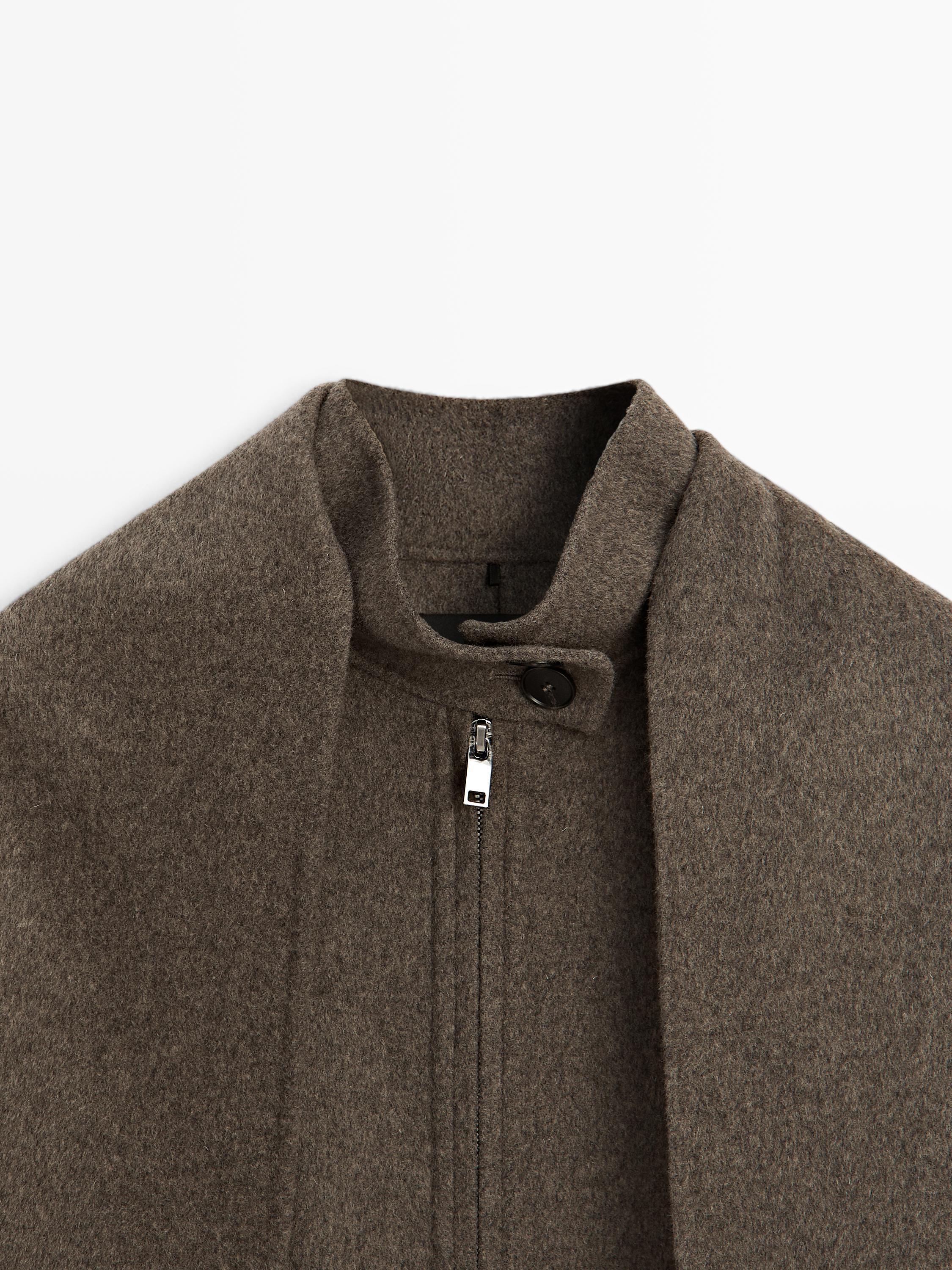 Wool blend bomber jacket with scarf